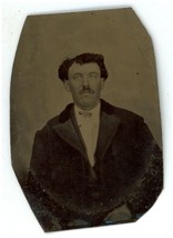 CIRCA 1860&#39;S 1.5X2 in TINTYPE Handsome Older Man With Mustache in Suit Coat - £7.41 GBP