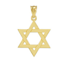 14K Solid Yellow Gold Jewish Star of David Pendant Charm Small, Medium, Large - £169.73 GBP+