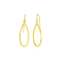 14k Yellow Gold Polished 1.61&quot; Length x 0.51&quot; Width Teardrop Dangling Earrings - £143.76 GBP