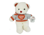 14" VINTAGE MTY TEDDY BEAR RED &amp; WHITE LOVE YOU SHIRT STUFFED ANIMAL PLU... - $28.50