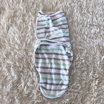 Aden &amp; Anias Striped Easy Swaddle Blanket Sleep Sack Gray Green 0-3 Monthsd - £9.33 GBP