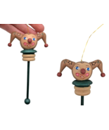 Court Jester Christmas Ornament Wooden Stick Folk Art Handpainted Unique... - $23.57