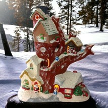 Santas Treehouse Ceramic Light Up Christmas Musical Handpainted VIDEO Vintage  - $79.19