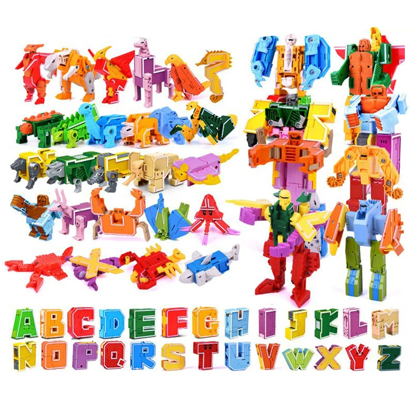 26 GUDI English Letter Alphabet Transformation Robot Dinosaur Deformation Animal - £47.91 GBP+