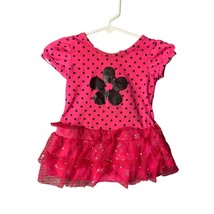 Little Lass Girls Infant Baby Size 18 months Pink Tutu Dress Black Polka... - $9.89