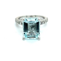 Natural Aquamarine Diamond Ring 6.5 14k W Gold 5.78 TCW Certified $4,950 217851 - £1,871.21 GBP