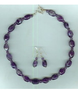 Faceted Puffed Oval Amethyst Necklace and Earrings Jewelry Set - €43,43 EUR