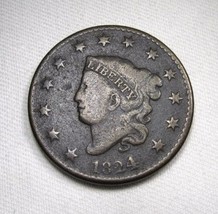 1824 Large Cent Fine Details Coin AN716 - £108.21 GBP