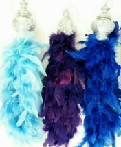 Hanging Finial Top Feather Tassels Set Of 3 Purple Dk Blue &amp; Lt Blue 16&quot;... - $22.43