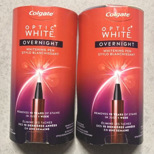 2pk Colgate Optic White Overnight Teeth Whitening Pen 35 Nightly Treatments Each - £31.00 GBP