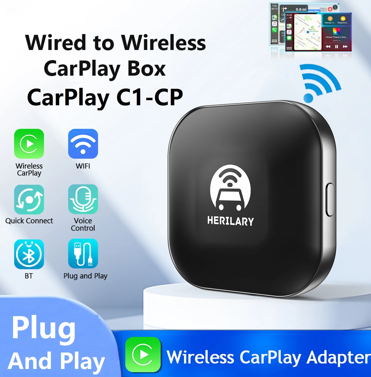 Wireless CarPlay Dongle Mini AI BOX Wifi 5.8GHz Bluetooth-compatible Auto - £35.06 GBP+