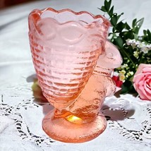 Vintage Pink Glass Easter Bunny Rabbit with Basket Egg Cup Toothpick Holder - £8.68 GBP