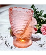 Vintage Pink Glass Easter Bunny Rabbit with Basket Egg Cup Toothpick Holder - £8.59 GBP