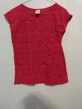 Faded Glory Dark Pink Lace Short Sleeve Shirt~Size Small - £3.12 GBP