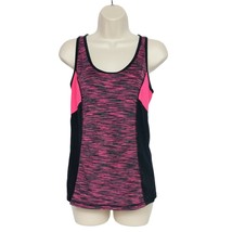 Xersion Womens Tank Top Small Black Pink Space Dye Scoop Neck Activewear - $19.80