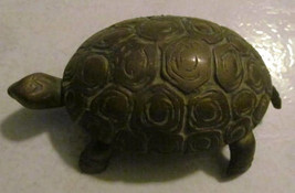 Vintage Brass Solid Large Detailed Collectible Turtle Trinket Box Engrav... - $55.99