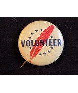 Vintage L.J Imber PINBACK VOLUNTEER Red Feather Blue Star Lapel Celluloi... - $12.19 CAD