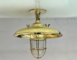 MODERN THEME NAUTICAL NEW BRASS WALL/CEILING BULKHEAD LIGHT WITH BIG SHADE - $135.92