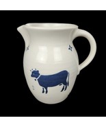 Farmhouse Pitcher County Fair Country Blue Bessie Cow Pfaltzgraff Spectr... - $15.84