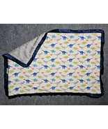 Minky Couture Dinosaur Baby Blanket with Blue Satin Trim 37 x 53 - €61,98 EUR