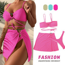 Women Sexy Strap Bandage Bikini Set Swimsuit Beachwear Bathing Suits w Skirt - £13.82 GBP