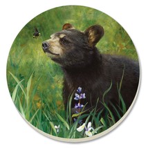 Counter Art Absorbent Stoneware Coasters Set of 4 Black Bear Cub NIB Made in US - £12.26 GBP