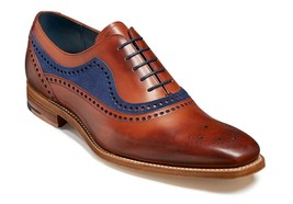 Oxford Burgundy Burnished Brogue Toe Navy Blue Suede Real Leather Lace Up Shoes - £114.48 GBP+