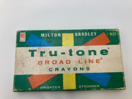 Vintage Milton Bradley Tru-Tone Broad Line School Crayons #9127 Box w/6 ... - $5.10
