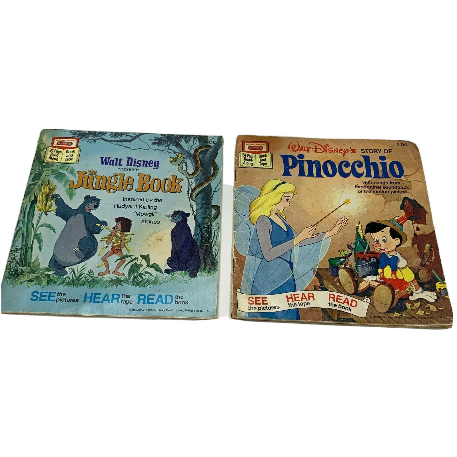 Walt Disney Storytellers Read Along Books Only Pinocchio The Jungle Book Stories - $14.99