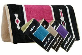 Western Horse Pink Navajo Design Saddle Pad Thick Fleece w/ Wear Leather... - $34.80