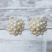 Vintage Clip On Earrings Large Faux Pearl Cluster - £10.41 GBP