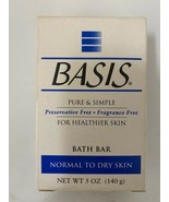 Basis Bar 5 oz. Normal To Dry  Skin Fragrance &amp; Preservative Free (1 Bar... - $27.06 CAD