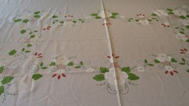 &quot;IVORY TABLECLOTH WITH EMBOSSED FLORAL CENTER &amp; BORDER&quot;&quot; - 70 X 88 - $8.89