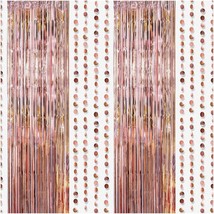 Shimmering Rose Gold Fiesta Kit: Tinsel Fringe Curtain, Backdrop, Hangin... - $35.63
