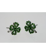Emeralds Rhinestone Shamrock Outline Post Earrings, St Patrick&#39;s Day Ear... - £13.31 GBP