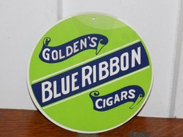 Vintage Golden’s Blue Ribbon Cigars Double Sided Card Board Sign - $437.55 MXN
