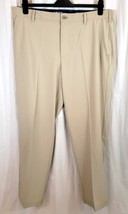 IZOD Golf Pants Beige Khaki Flat Front Chinos Men Size 38 x 30 Polyester Spandex - £15.60 GBP