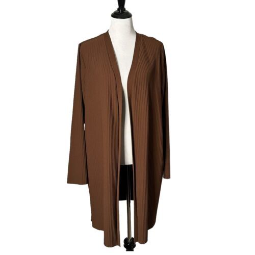 Primary image for Marc New York Andrew Marc Open Front Kimono Duster Pleated Brown Women Size XL
