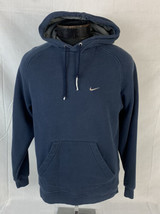 Vintage Nike Sweatshirt Embroidered Swoosh Hoodie Navy Blue Mens Medium 90s - £47.95 GBP