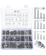 Metric Hex Bolt, Nut &amp; Washer Assortment Kit - 496 Pcs Stainless Steel Set - $31.47 CAD