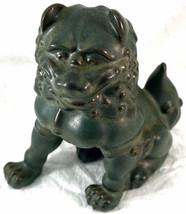 Ceramic Foo Dog / Temple Lion Rich Green Glaze Signed on Bottom - $69.99