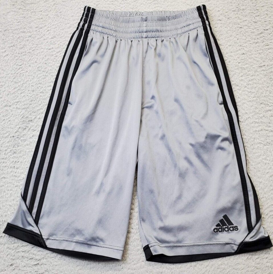 adidas Activewear Shorts Mens Small Gray Three Straps Elastic Waist Logo... - $15.79