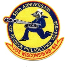 5.5&quot; Uss Navy BB-64 Wisconsin 50TH Anniversary Embroidered Patch - £21.67 GBP