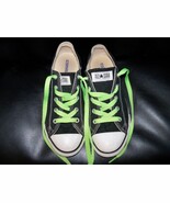 Converse Black All Star Low Shoes W/ Green Laces Size 2 EUC - €29,00 EUR