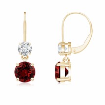 ANGARA Lab-Grown Ruby Leverback Earrings with Diamond in 14K Gold (5mm, 1.17 Ct) - £906.55 GBP