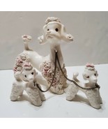 Vintage Spaghetti Poodle Porcelain Chained Mom Puppies Figurine  - £54.87 GBP