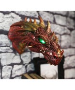Fantasy Volcanic Fire Red Spiked Dragon Head Wall Decor Plaque With LED ... - £30.59 GBP