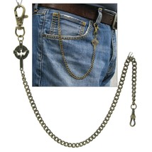 Pocket Watch Chain Bronze Albert Chain Dove Cross Design Fob Swivel Clasp F176 - £12.57 GBP