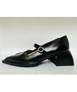 Vagabond Vivian Black Polished Leather Block Heel Pointed Toe Mary Jane US10 - $115.00