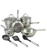 Oster Ridgewell 13 pc Stainless Steel  Belly Shape Cookware Set in Silve... - £96.85 GBP